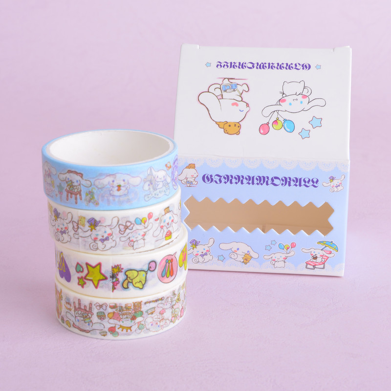 چسب نواری مدل واشی طرح ملودی و دوستان عرض 1.5 سانتی متر بسته 4 عددی