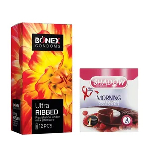 کاندوم بونکس مدل Ultra Ribbed بسته 12 عددی به همراه کاندوم شادو مدل Morning بسته 3 عددی 