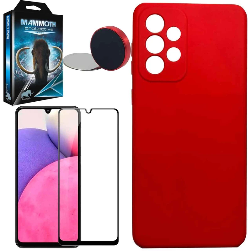 کاور ماموت مدل سیلیکونی مناسب برای گوشی موبایل سامسونگ Galaxy A33 5G به همراه محافظ صفحه نمایش و سکه هولدر مگنتی و پایه نگهدارنده گوشی