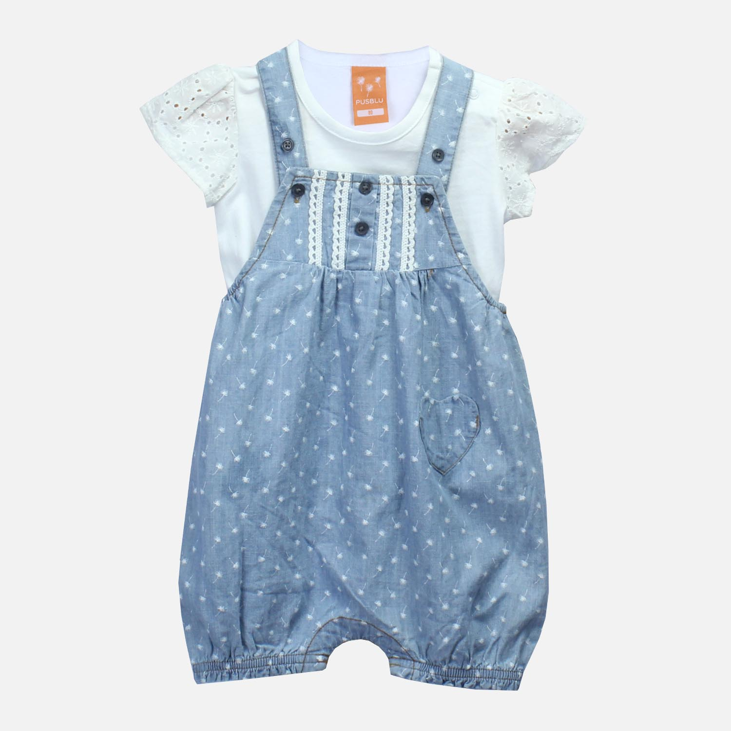 ست تیشرت و سرهمی نوزادی دخترانه پاس بلو مدل P-0001