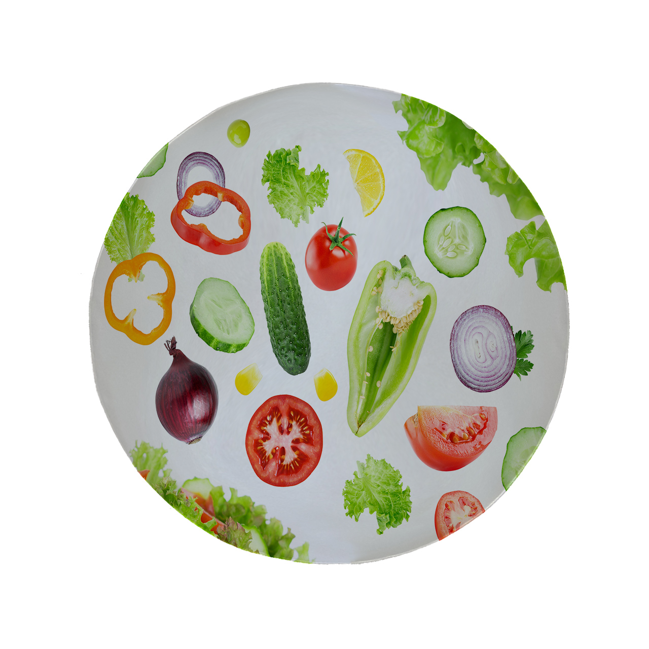 پادری مدل دایره طرح سبزیجات کد 5007 سایز 90 × 90 سانتی متر