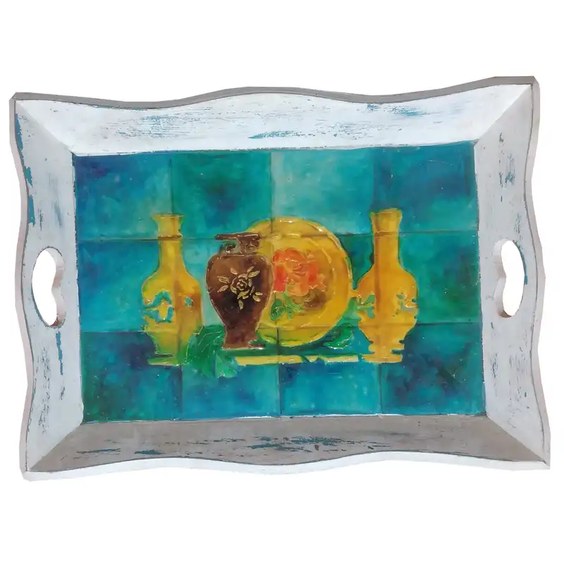 سینی چوبی طرح پتینه مدرن کد 19201