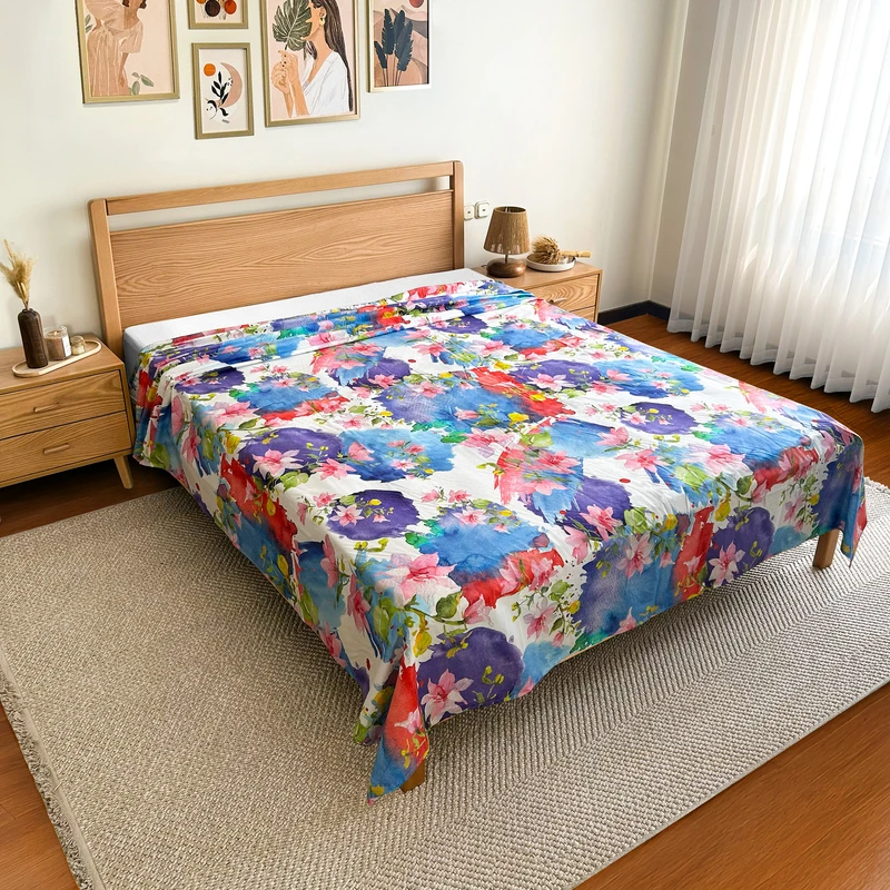 ملحفه پنبه پامیل مدل RL170ID دو نفره سایز 230x250 سانتی‌متر