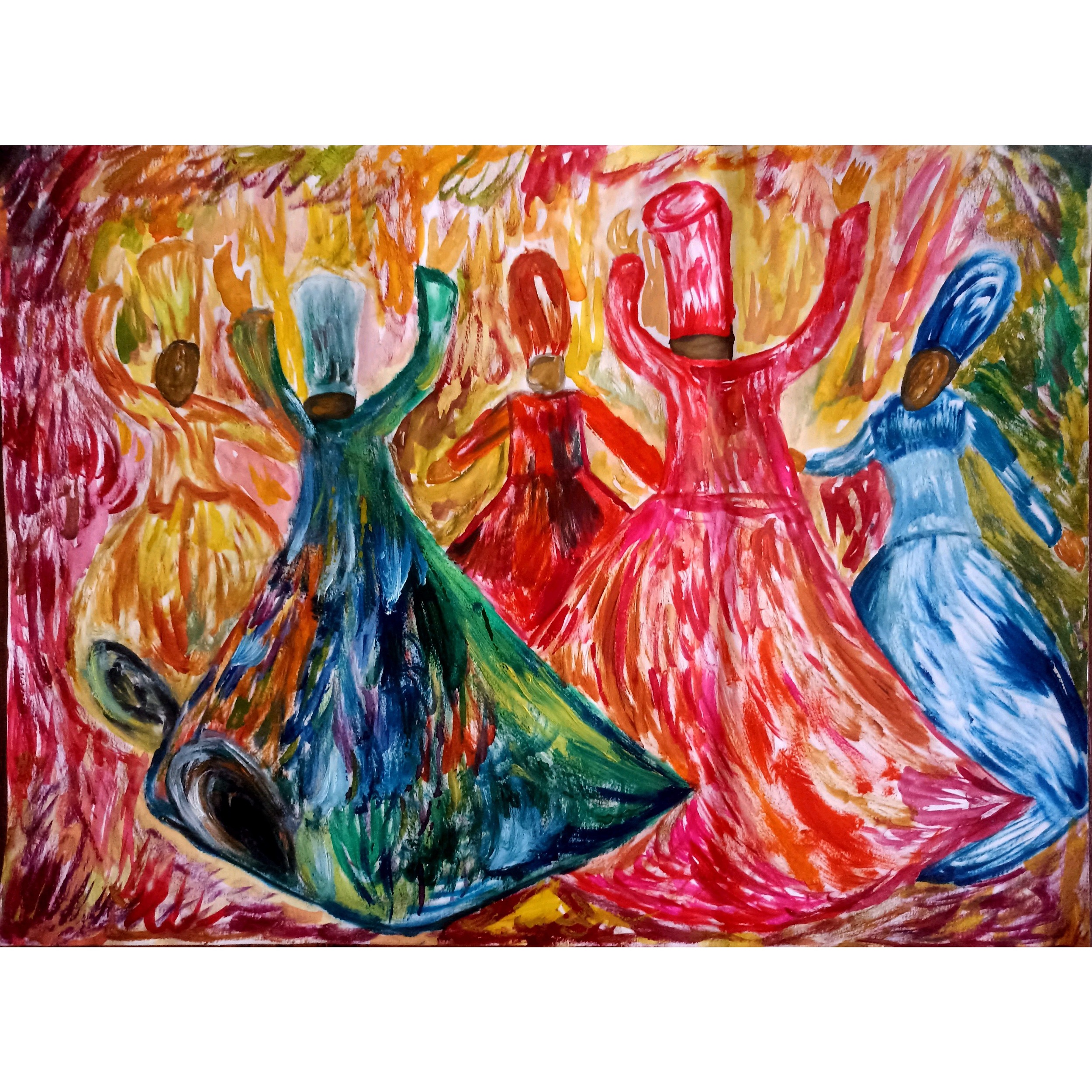 نقاشی  رنگ روغن مدل رقص سماع کد 77