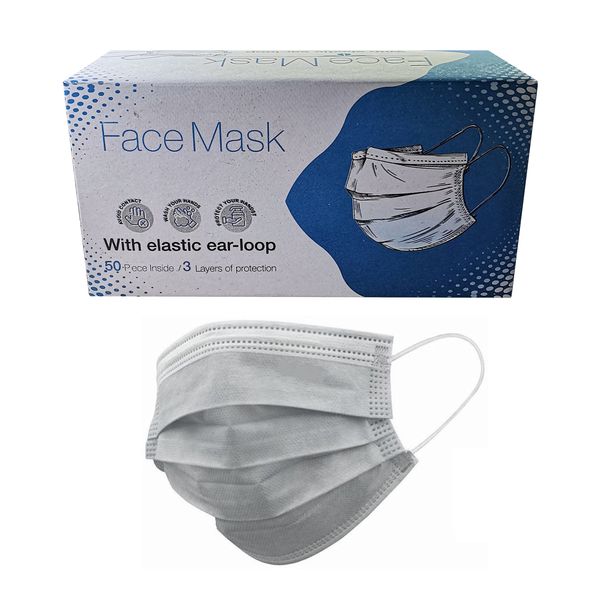 ماسک تنفسی مدل سه لایه ملت بلون کد H5 بسته 50 عددی
