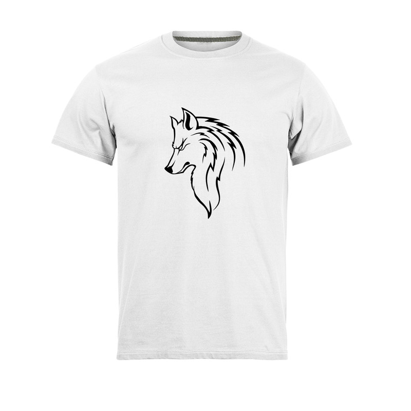تی شرت آستین کوتاه مردانه مدل wolf_N1_0162 رنگ سفید