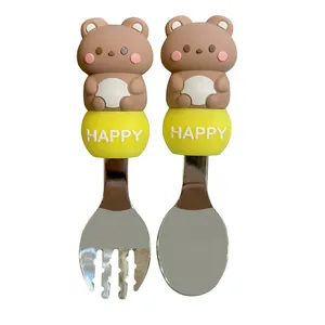 قاشق و چنگال کودک مدل Happy Bear کد 1001