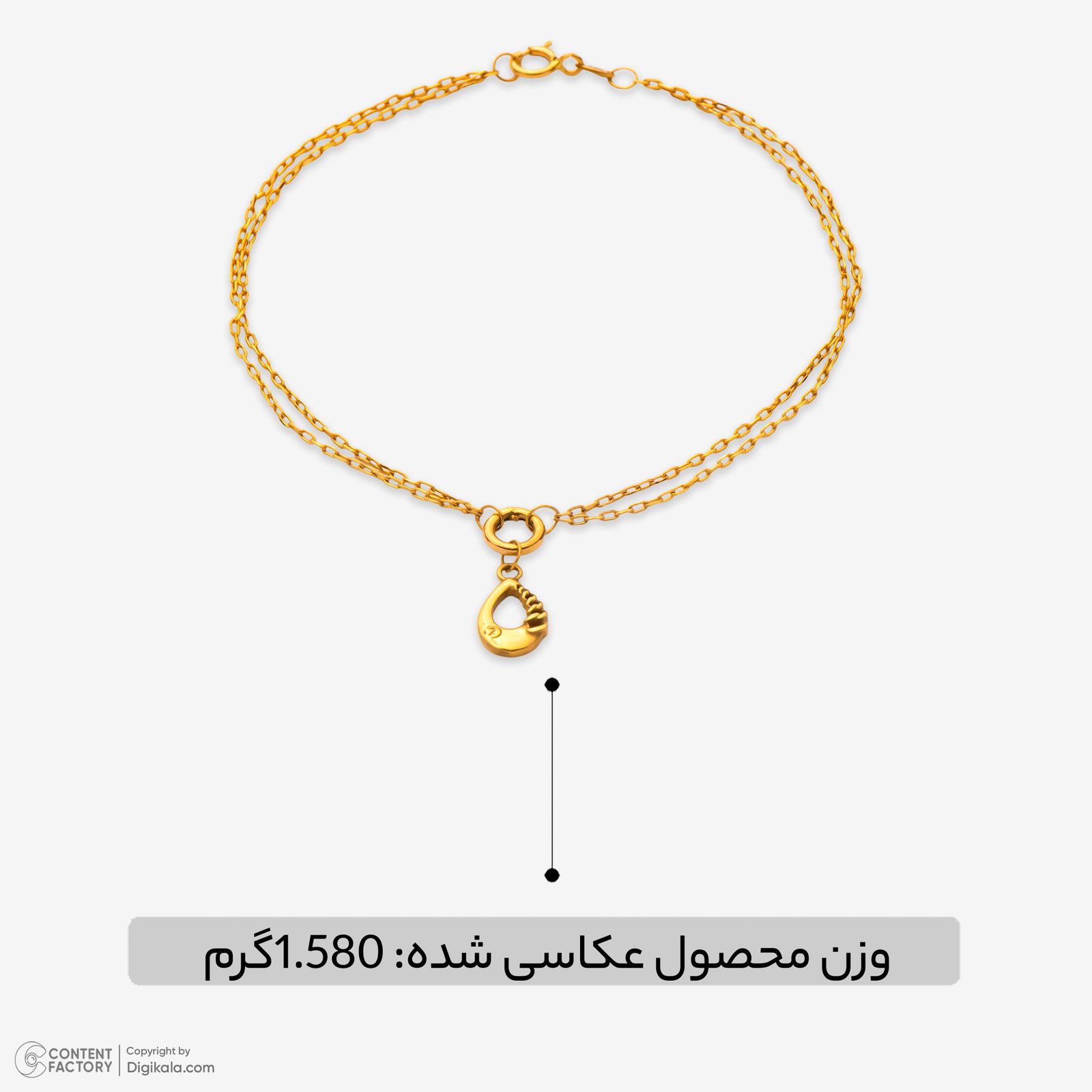 دستبند زنجیری طلا کم اجرت 18 عیار زنانه نگین مدل 138 -  - 3