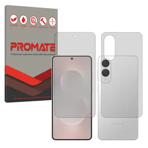 Promate Resistant model transparent screen protector suitable for Samsung Galaxy S25 Edge mobile phone along with the back protector