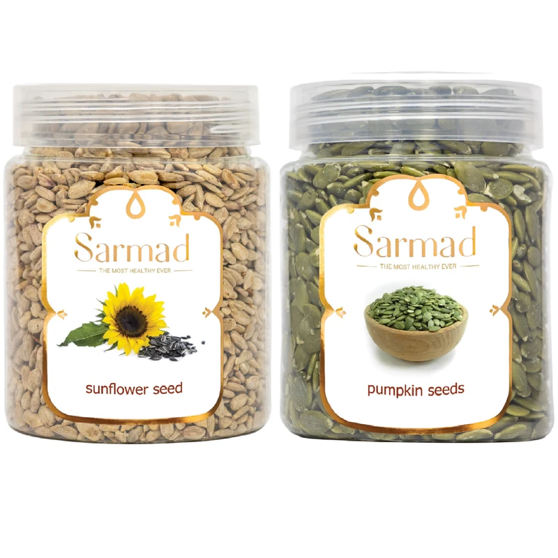 مغز کدو و مغز آفتابگران ممتاز سرمد - 600 گرم بسته 2 عددی