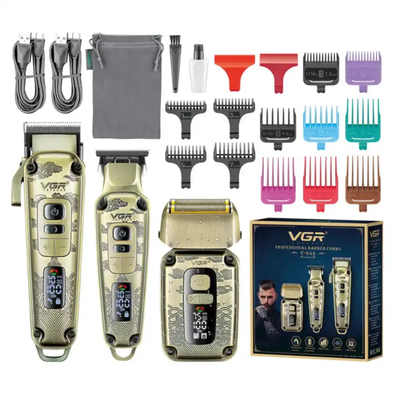 ماشین اصلاح موی سر و صورت وی جی ار مدل V-642 مجموعه 3 عددی