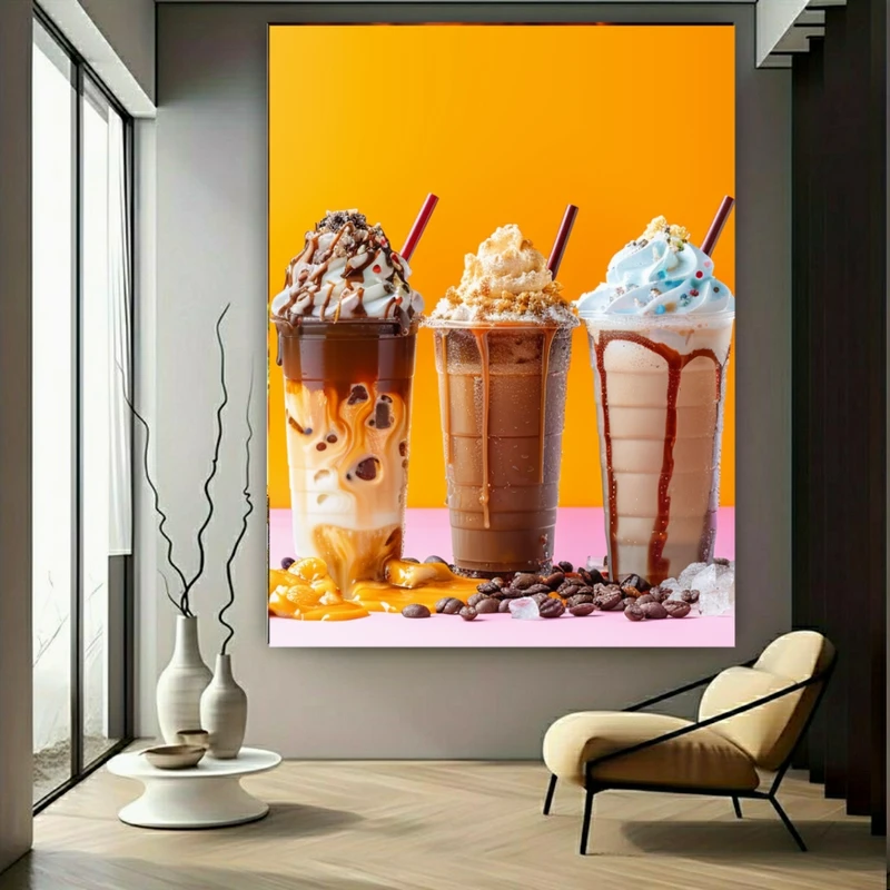  تابلو بوم طرح مخمل بستنی مدل کافی شاپ کد GR1717