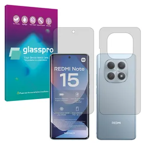 Glass Pro Resistant model matte screen protector suitable for Xiaomi Redmi Note 15 4G Mobile phone along with the back protector