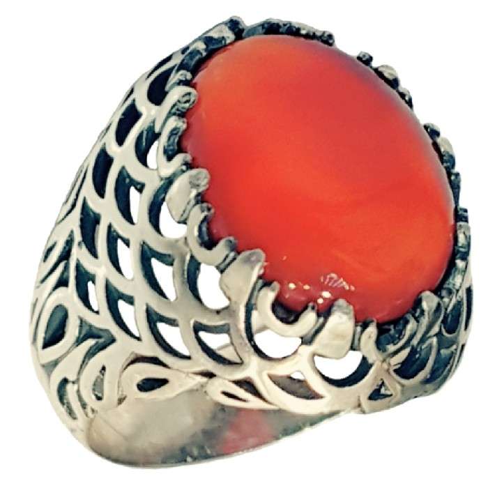 انگشتر نقره مردانه مدل عقیق یمنی کد P200