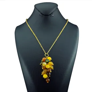 گردنبند زنانه مدل خوشه انگوری سنگ عقیق کد 4
