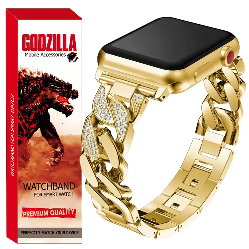 بند گودزیلا مدل Luxury Diamond Stainless مناسب برای اپل واچ سری 7/8/9 سایز 41mm