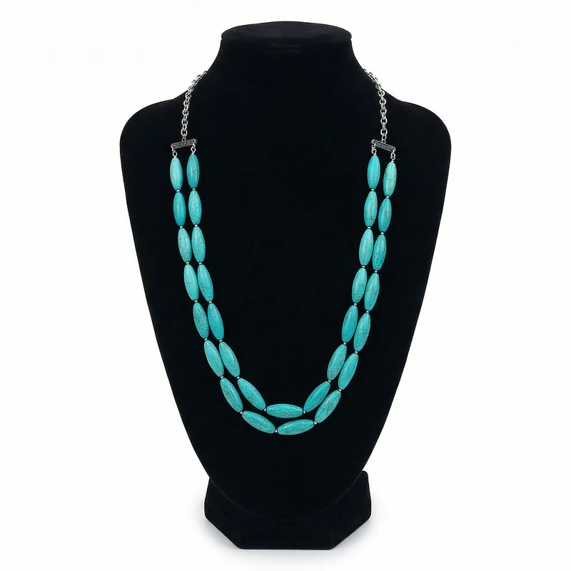 گردنبند زنانه مدل سنگ فیروزه