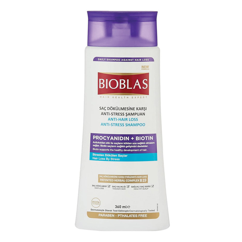 شامپو ضد ریزش مو بیوبلاس مدل PROCYANIDIN+BIOTIN حجم 360 میلی لیتر
