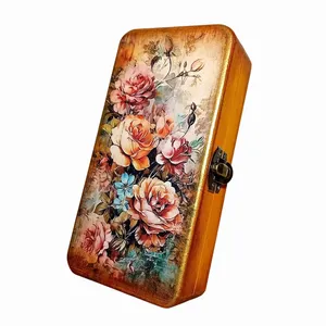 جعبه جواهرات مدل چوبی طرح گل رز کد  4-8-17