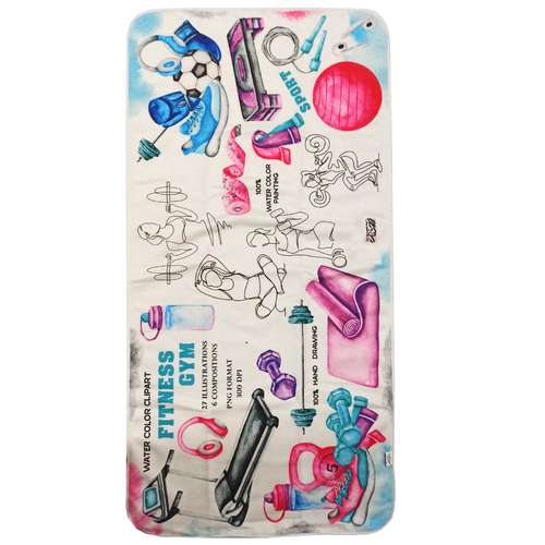 حوله ورزشی هزاردستان طرح fitness gym کد H131 سایز 100x50 سانتی متر