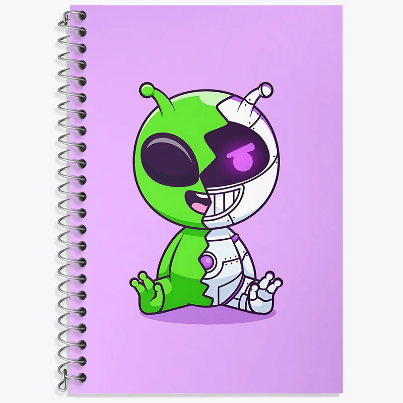 دفتر زبان 50 برگ خندالو مدل دو خط طرح فضانورد و آدم فضایی کد N3586