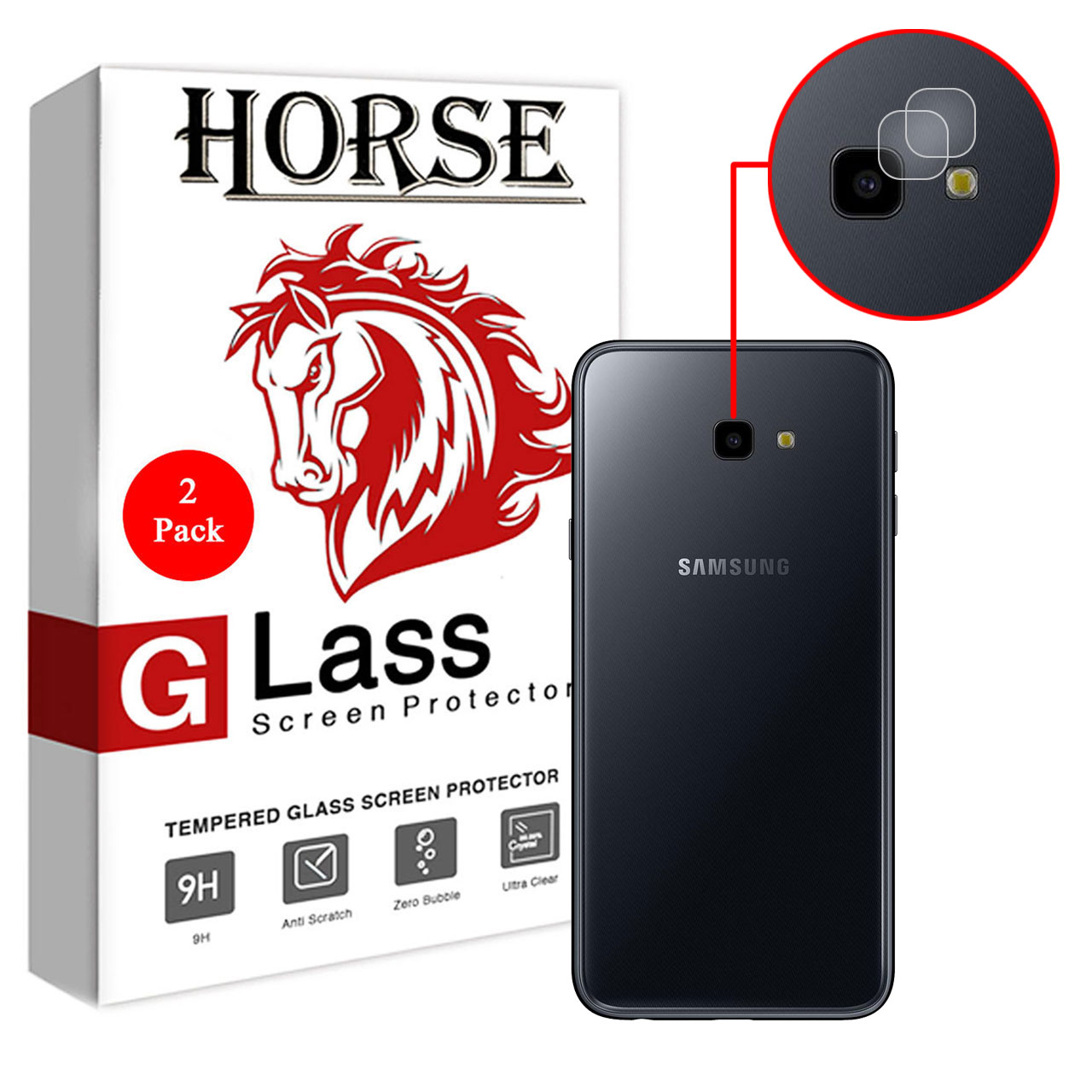 محافظ لنز دوربین هورس مدل UTF مناسب برای گوشی موبایل سامسونگ Galaxy J4 Plus بسته دو عددی