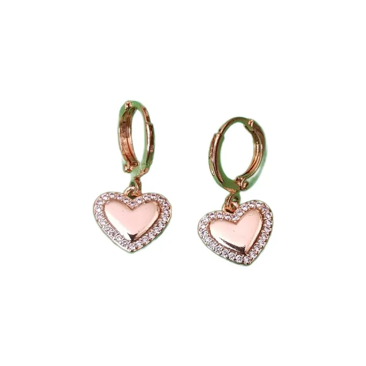 گوشواره زنانه وای اس ایکس مدل قلب نگین دار