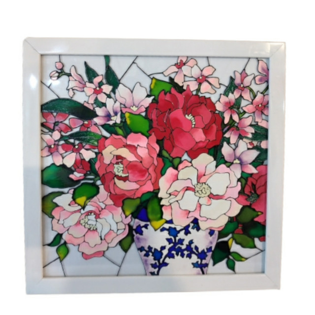 تابلو ویترای طرح نقاشی گل