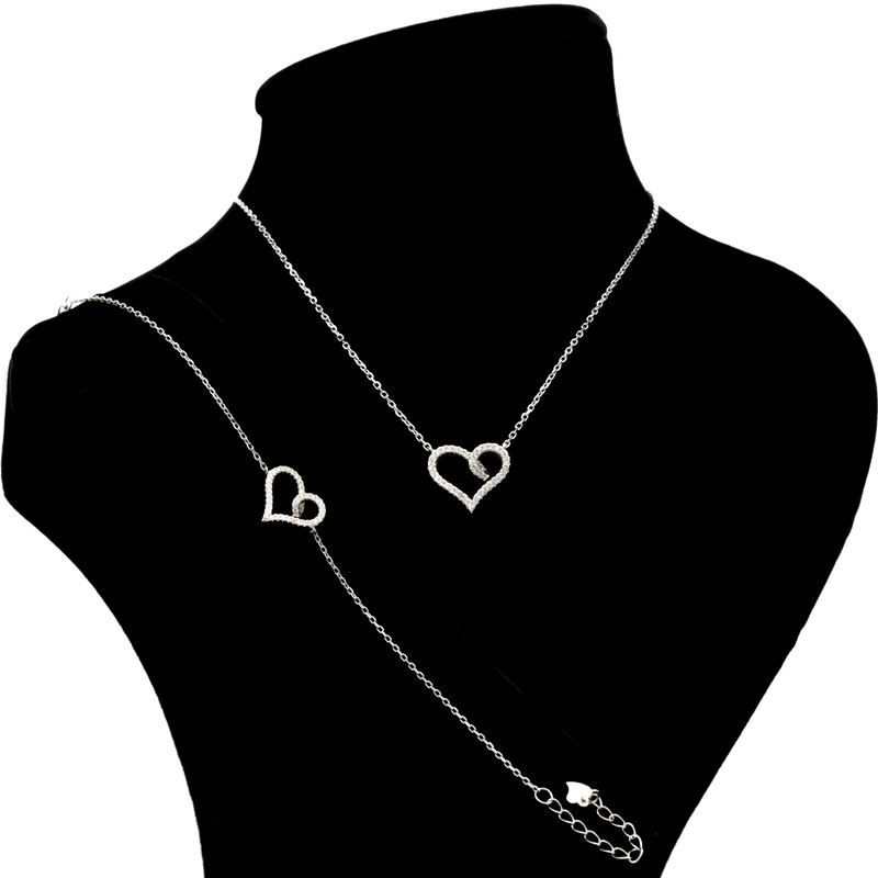 نیم ست نقره زنانه بهارگالری طرح قلب مدل Luxury Heart