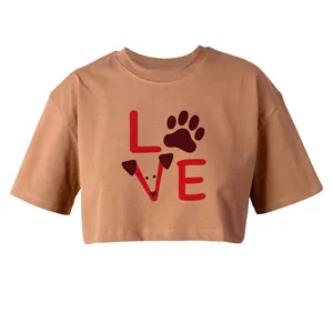 کراپ‌تاپ آستین کوتاه زنانه مدل LOVE DOG  کد L266 K