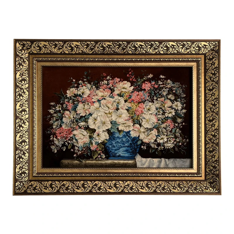 تابلو فرش دستباف طرح گلدان گل کد NKP.R20