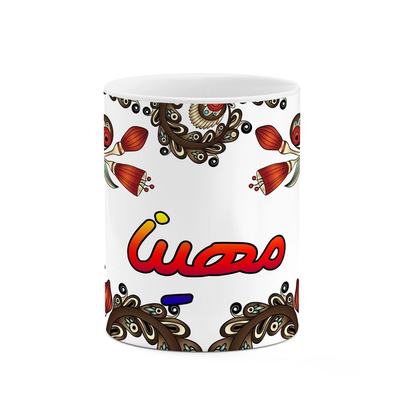 ماگ کاکتی مدل اسم مهینا طرح سنتی گل و بته کد mgh47837