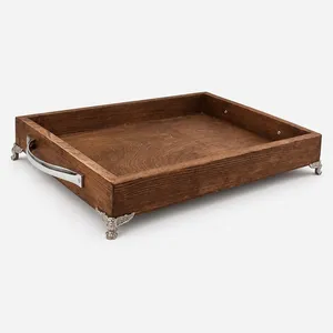 سینی دسته دار مدل چوبی طرح مستطیل کد 1414 سایز 45x30 سانتی‌متر