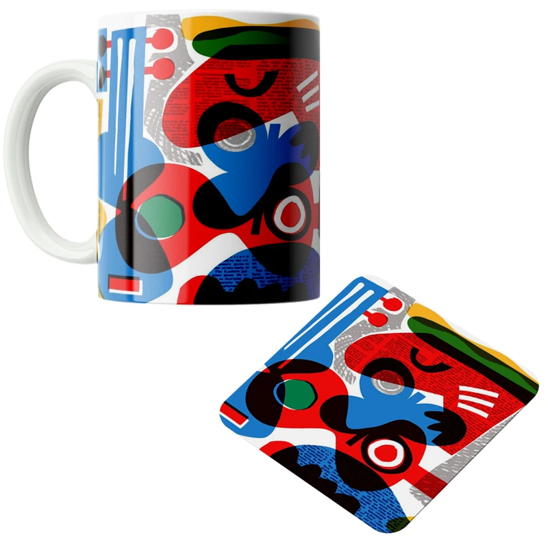 ماگ پاد آفرین مدل نقاشی کد DKC533 به همراه زیر لیوانی