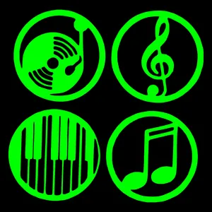 استیکر کلید و پریز مدل دیواری شبنما طرح موزیک بسته 4عددی