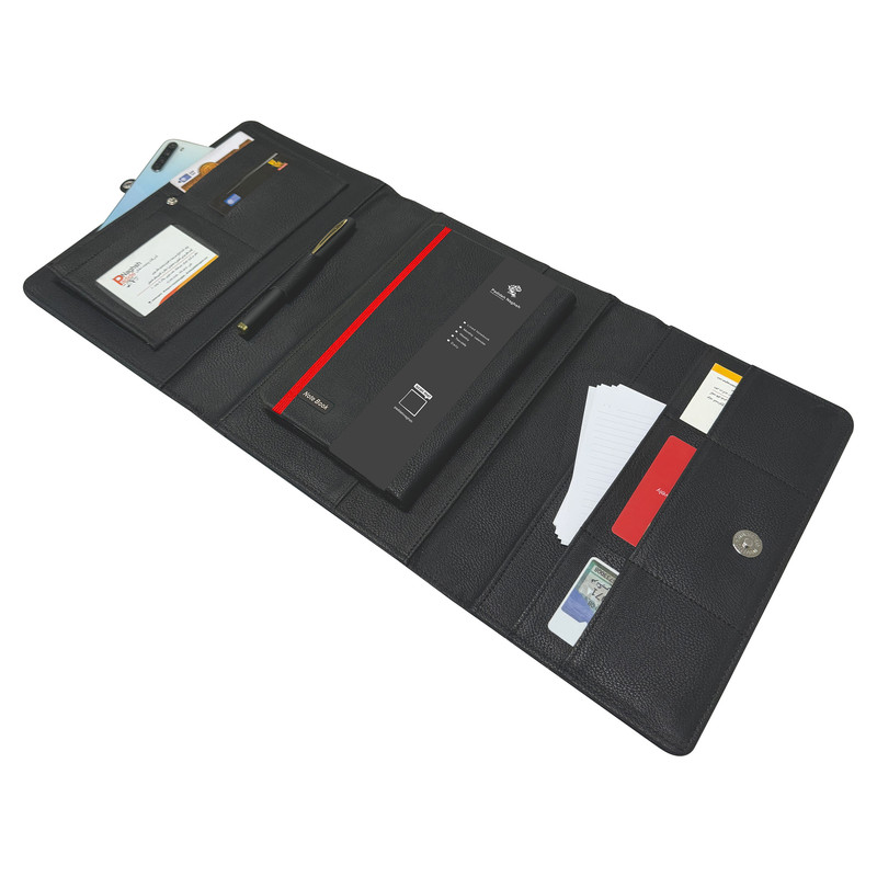 دفتریادداشت 160 برگ پدیده نقش مدل سه لتی چرمی به همراه روان نویس