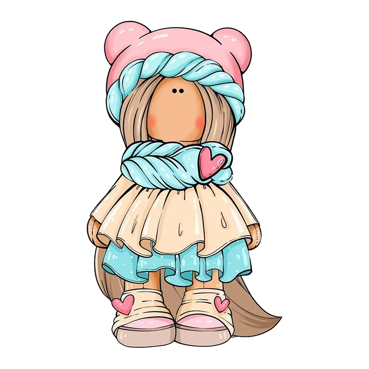 استیکر پارچه و لباس پاد آفرین مدل کارتونی کیوت عروسکی دخترانه کد S5060