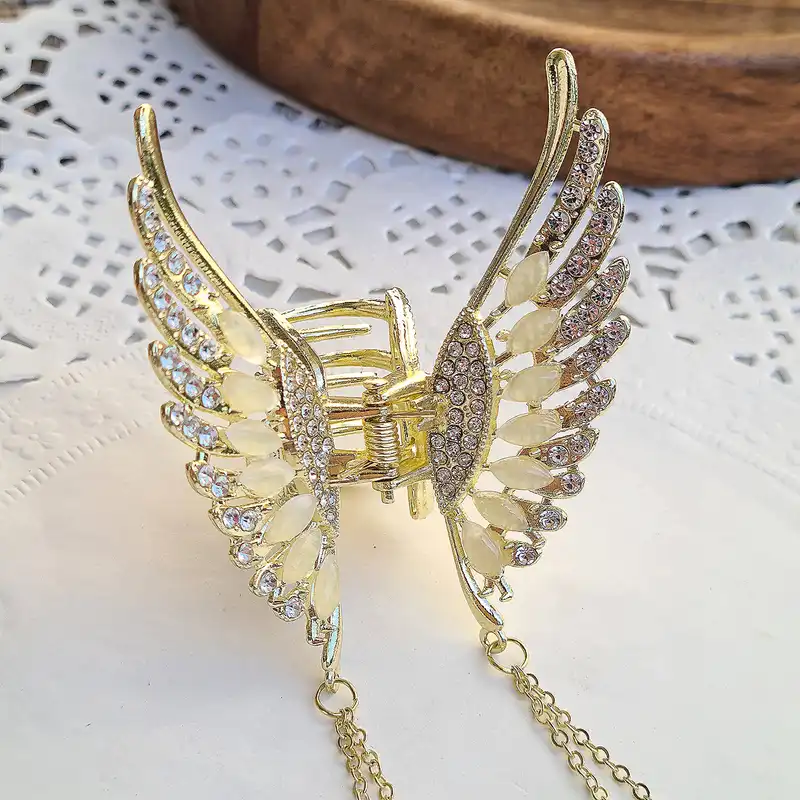 کلیپس مو زنانه مدل بال فرشته آویزدار کد brg 1009