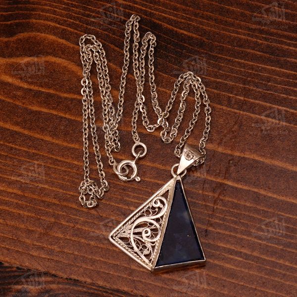 گردنبند ملیله کاری‏ نقره‏ با نگین ‏لاجورد‏ آرانیک طرح ‏رویا‏ مدل 1510500003