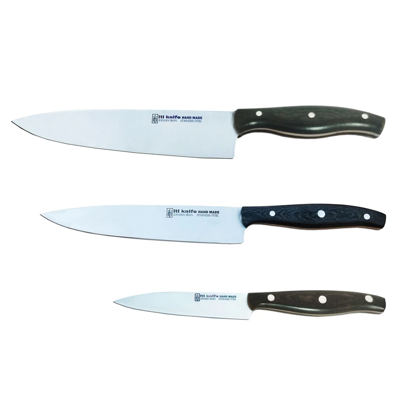 چاقو دست ساز مدل سرآشپز ، همه کاره ، پوست کن مجموعه 3 عددی