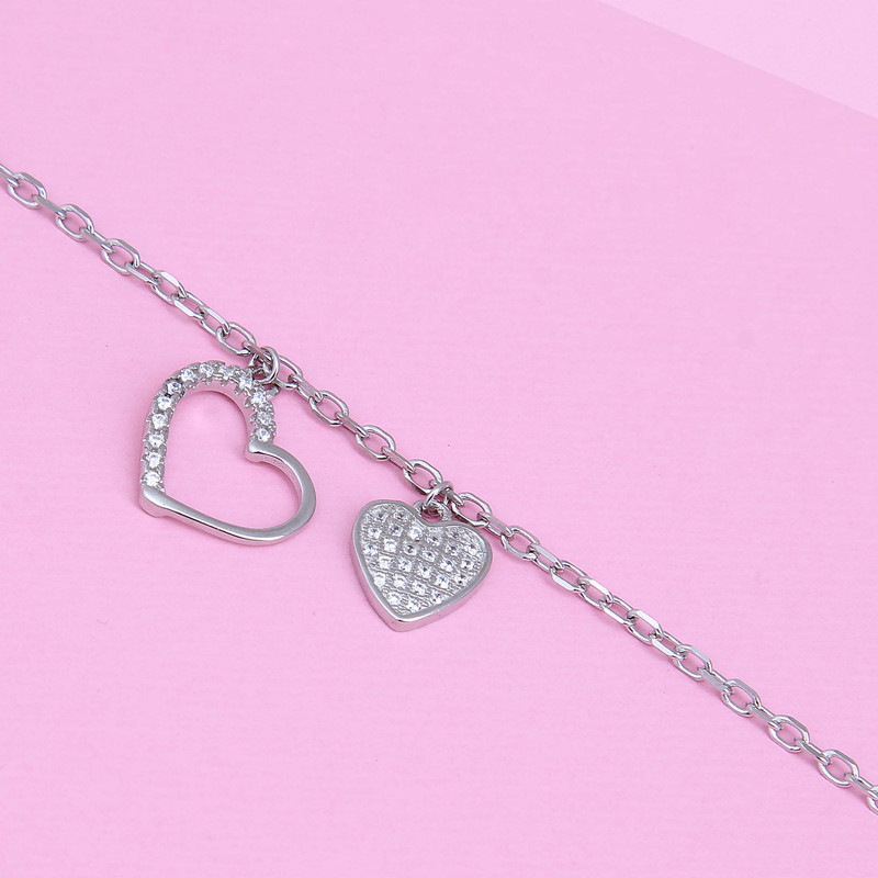 پابند نقره زنانه  بازرگانی میلادی مدل قلب کد DP_592