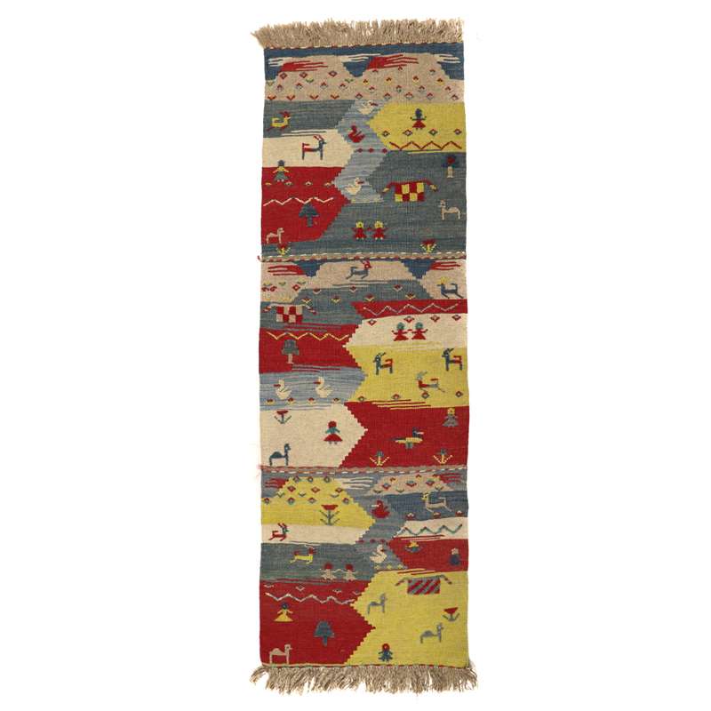 گلیم دستبافت یک ونیم متری طرح قشقایی کد 141080