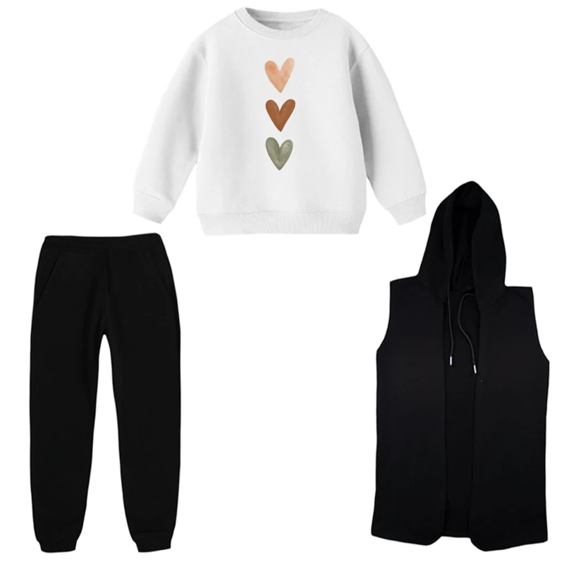 ست 3 تکه لباس راحتی بچگانه مدل قلب کد 1