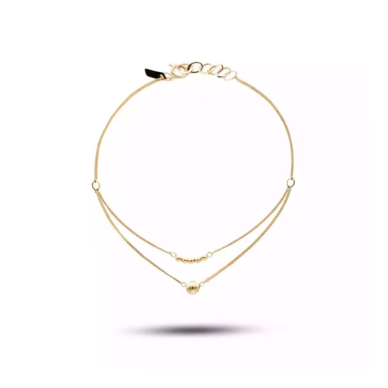 پابند طلا 18 عیار زنانه روبی آرت گالری مدل دو رج گوی