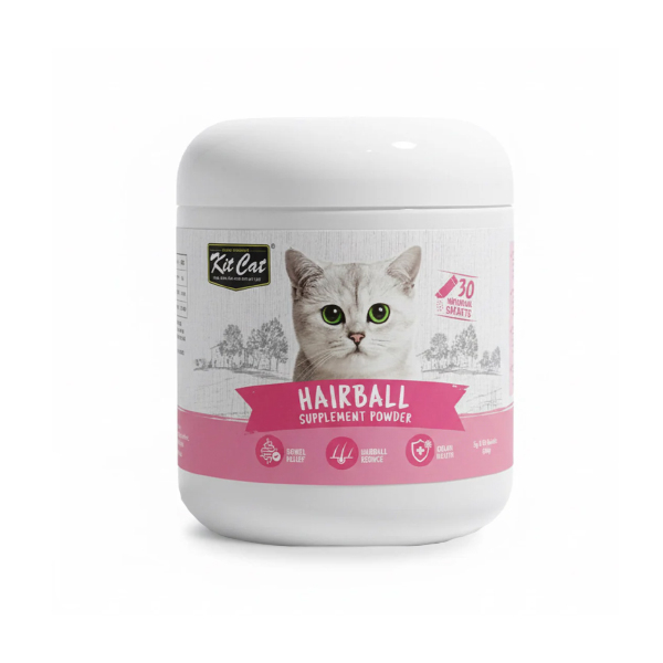 پودر مکمل گربه کیت کت مدل سلامت روده و دفع گلوله مویی وزن ۱۵۰ گرم