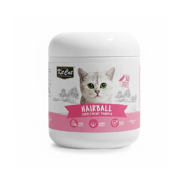 پودر مکمل گربه کیت کت مدل سلامت روده و دفع گلوله مویی وزن ۱۵۰ گرم