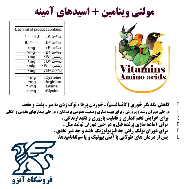 محلول مولتی ویتامین پرندگان زینتی مدل TOTAL حجم 20 میلی لیتر