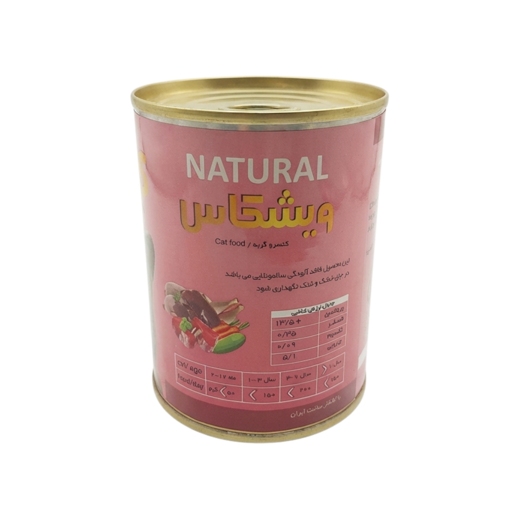 کنسرو غذای گربه بالغ ویشکاس مدل پته طعم مرغ و جگر بره وزن ۳۸۰ گرمی