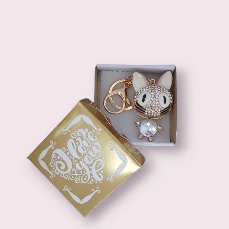 جاکلیدی دخترانه مدل نگین دار طرح گربه