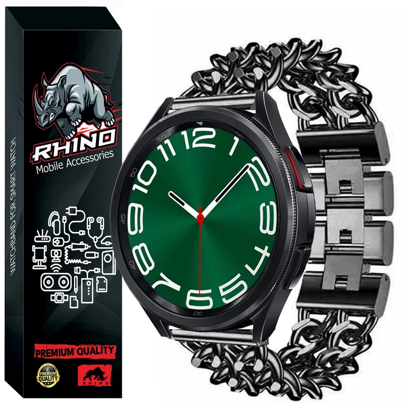 بند راینو مدل کارتیر دو ردیف مناسب برای ساعت هوشمند سامسونگ Galaxy Watch 4/5/6 سایز 40/42/43/44/46/47 میلی متری